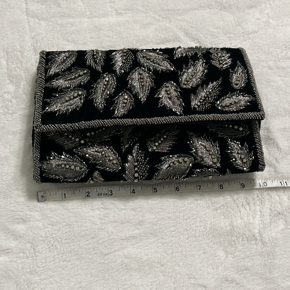 Anthropology, Elegant dark green and Silver Clutch - Picture 6 of 8